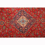 Ardekan Persian Rug 12x9 ft - Semi Antique Shah Abbasi, Medallion (Toranj) Red, Cream, Navy Blue Hand Knotted | pile detail | SKU 111005