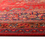 Sabzevar Persian Rug 12x9 ft - Semi Antique Medallion Toranj, Shah Abbasi Crimson, Navy Blue, Persian Blue Hand Knotted | side view | SKU 111006