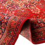 Sabzevar Persian Rug 12'8" x 9'10" - Semi Antique Medallion Crimson, Beige Hand Knotted | detail view | SKU 111006