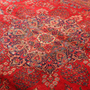 Sabzevar Persian Rug 12'8" x 9'10" - Semi Antique Medallion Crimson, Beige Hand Knotted | back view | SKU 111006