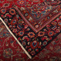 Sabzevar Persian Rug 11'11" x 8'4" - Semi Antique Medallion Crimson, Beige Hand Knotted | corner detail | SKU 111008