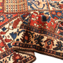 Bakhtiari Persian Rug 10x5 ft - Semi Antique Medallion Blue, Crimson Hand Knotted | detail view | SKU 111010