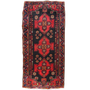 Saveh Persian Rug 9x4 ft - Semi Antique Medallion (Toranj), Geometric Red, Navy Blue, Crimson Hand Knotted | front view | SKU 111012