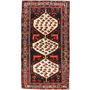Shahsavan Persian Rug 9'10" x 5'1" - Semi Antique Geometric Blue, Crimson Hand Knotted | front view | SKU 111015