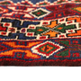 Shahsavan Persian Rug 9'10" x 5'1" - Semi Antique Geometric Blue, Crimson Hand Knotted | side view | SKU 111015