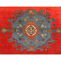 Tafresh Persian Rug 10x5 ft - Semi Antique Medallion Crimson, Beige Hand Knotted | pile detail | SKU 111017