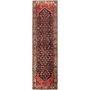 Hamadan Persian Rug 12'2" x 3'3" - Semi Antique Afshan Red, Blue Hand Knotted | front view | SKU 111018