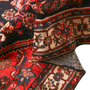 Hamadan Persian Rug 12'2" x 3'3" - Semi Antique Afshan Red, Blue Hand Knotted | corner detail | SKU 111018