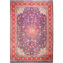 Arak Persian Rug 12x8 ft - Semi Antique Eslimi (Arabesque), Medallion (Toranj) Crimson, Navy Blue, Cream Hand Knotted | front view | SKU 111022