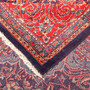 Arak Persian Rug 12x8 ft - Semi Antique Medallion Crimson, Red Hand Knotted | corner detail | SKU 111022