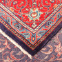 Arak Persian Rug 12x9 ft - Semi Antique Medallion (Toranj), Herati (Mahi) Crimson, Navy Blue, Cream Hand Knotted | corner detail | SKU 111023