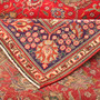 Tabriz Persian Rug 9x7 ft - Semi Antique Medallion Red, Cream Hand Knotted | corner detail | SKU 111027