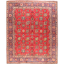 Tabriz Persian Rug 9x7 ft - Semi Antique Medallion Red, Cream Hand Knotted | front view | SKU 111027