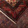 Hamadan Persian Rug 7'3" x 3'9" - Semi Antique Afshan Red, Blue Hand Knotted | corner detail | SKU 111033