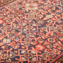 Hamadan Persian Rug 7x3 ft - Semi Antique Afshan Red, Blue Hand Knotted | back view | SKU 111033