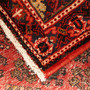 Joshaqan Persian Rug 7x4 ft - Semi Antique Diamond Lattice, Geometric Madder Red, Crimson, Navy Blue Hand Knotted | corner detail | SKU 111034