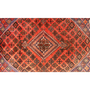 Joshaqan Persian Rug 7x4 ft - Semi Antique Diamond Lattice, Geometric Madder Red, Crimson, Navy Blue Hand Knotted | pile detail | SKU 111034