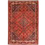 Josheghan Persian Rug 6'10" x 4'6" - Semi Antique Geometric Crimson, Navy Blue Hand Knotted | front view | SKU 111035