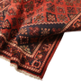 Josheghan Persian Rug 6'10" x 4'6" - Semi Antique Geometric Crimson, Navy Blue Hand Knotted | detail view | SKU 111035