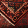 Josheghan Persian Rug 6'10" x 4'6" - Semi Antique Geometric Crimson, Navy Blue Hand Knotted | corner detail | SKU 111035