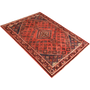 Josheghan Persian Rug 6'10" x 4'6" - Semi Antique Geometric Crimson, Navy Blue Hand Knotted | texture detail | SKU 111035