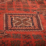Josheghan Persian Rug 6x4 ft - Semi Antique Geometric Crimson, Navy Blue Hand Knotted | back view | SKU 111035