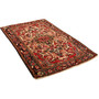 Lilihan Persian Rug 5'0" x 3'5" - Semi Antique Geometric Red, Navy Blue Hand Knotted | texture detail | SKU 111037