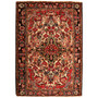 Lilihan Persian Rug 5'0" x 3'5" - Semi Antique Geometric Red, Navy Blue Hand Knotted | front view | SKU 111037