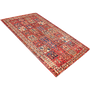 Bakhtiari Persian Rug 9x5 ft - Semi Antique Kheshti Garden Geometric Madder Red Cream Navy Blue Hand Knotted | texture detail | SKU 111038