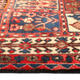 Bakhtiari Persian Rug 9x5 ft - Semi Antique Kheshti Garden Geometric Madder Red Cream Navy Blue Hand Knotted | side view | SKU 111038