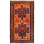 Baluch Persian Rug 7x4 ft - Semi Antique Mihrab Red, Blue Hand Knotted | front view | SKU 111040