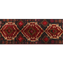 Baluch Persian Rug 7x3 ft - Semi Antique Medallion Geometric Madder Red, Brick Red, Dark Red Hand Knotted | pile detail | SKU 111041