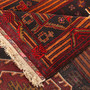 Baluch Persian Rug 7'3" x 3'10" - Semi Antique Mihrab Red, Blue Hand Knotted | corner detail | SKU 111041