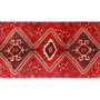Shiraz Persian Rug 8x5 ft - Semi Antique Diamond Lattice, Geometric Madder Red, Crimson, Ivory Hand Knotted | pile detail | SKU 111045