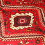 Shiraz Persian Rug 8x5 ft - Semi Antique Geometric Blue, Red Hand Knotted | back view | SKU 111045