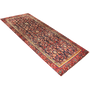 Hamadan Persian Rug 9'9" x 4'7" - Semi Antique Afshan Red, Blue Hand Knotted | texture detail | SKU 111048