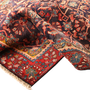 Hamadan Persian Rug 9'9" x 4'7" - Semi Antique Afshan Red, Blue Hand Knotted | detail view | SKU 111048