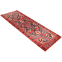 Hamadan Persian Rug 10'7" x 4'4" - Semi Antique Afshan Red, Blue Hand Knotted | texture detail | SKU 111049