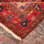Hamadan Persian Rug 10'7" x 4'4" - Semi Antique Afshan Red, Blue Hand Knotted | corner detail | SKU 111049
