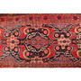 Hamadan Persian Rug 10x4 ft - Semi Antique Medallion (Toranj), Herati (Mahi) Madder Red, Navy Blue, Cream Hand Knotted | pile detail | SKU 111049