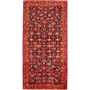 Borujerd Persian Rug 9x4 ft - Semi Antique Geometric Crimson, Navy Blue Hand Knotted | front view | SKU 111050