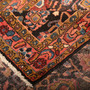 Hamadan Persian Rug 9'5" x 4'11" - Semi Antique Afshan Red, Blue Hand Knotted | corner detail | SKU 111051