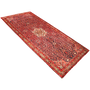 Hamadan Persian Rug 10'4" x 4'9" - Semi Antique Afshan Red, Blue Hand Knotted | texture detail | SKU 111053