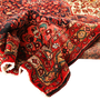 Hamadan Persian Rug 10x4 ft - Semi Antique Afshan Red, Blue Hand Knotted | detail view | SKU 111053
