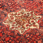 Hamadan Persian Rug 10'4" x 4'9" - Semi Antique Afshan Red, Blue Hand Knotted | back view | SKU 111053