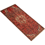 Hamadan Persian Rug 9'6" x 4'0" - Semi Antique Afshan Red, Blue Hand Knotted | texture detail | SKU 111054