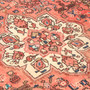 Hamadan Persian Rug 9'6" x 4'0" - Semi Antique Afshan Red, Blue Hand Knotted | back view | SKU 111054