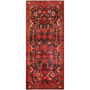 Nahavand Persian Rug 11'1" x 4'4" - Semi Antique Medallion Navy Blue, Red Hand Knotted | front view | SKU 111055