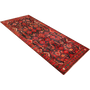Nahavand Persian Rug 11'1" x 4'4" - Semi Antique Medallion Navy Blue, Red Hand Knotted | texture detail | SKU 111055