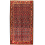 Arak Persian Rug 9x4 ft - Semi Antique Herati (Mahi) Madder Red, Crimson, Navy Blue Hand Knotted | front view | SKU 111056